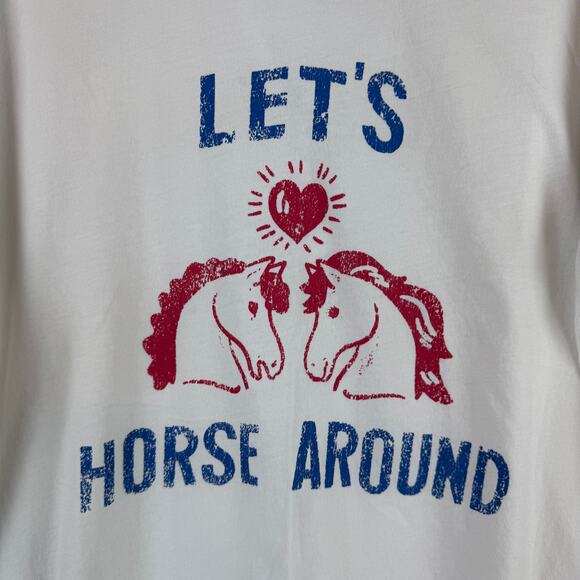MOTHER White The Boxy Goodie Goodie Horse Around Tee Supima Cotton Size Medium - Picture 4 of 14